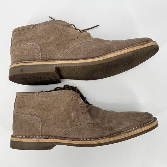 Steve Madden Taupe‎ Suede Chukka Boots Leather Upper Lace-Up Size 9 - Picture 3 of 10